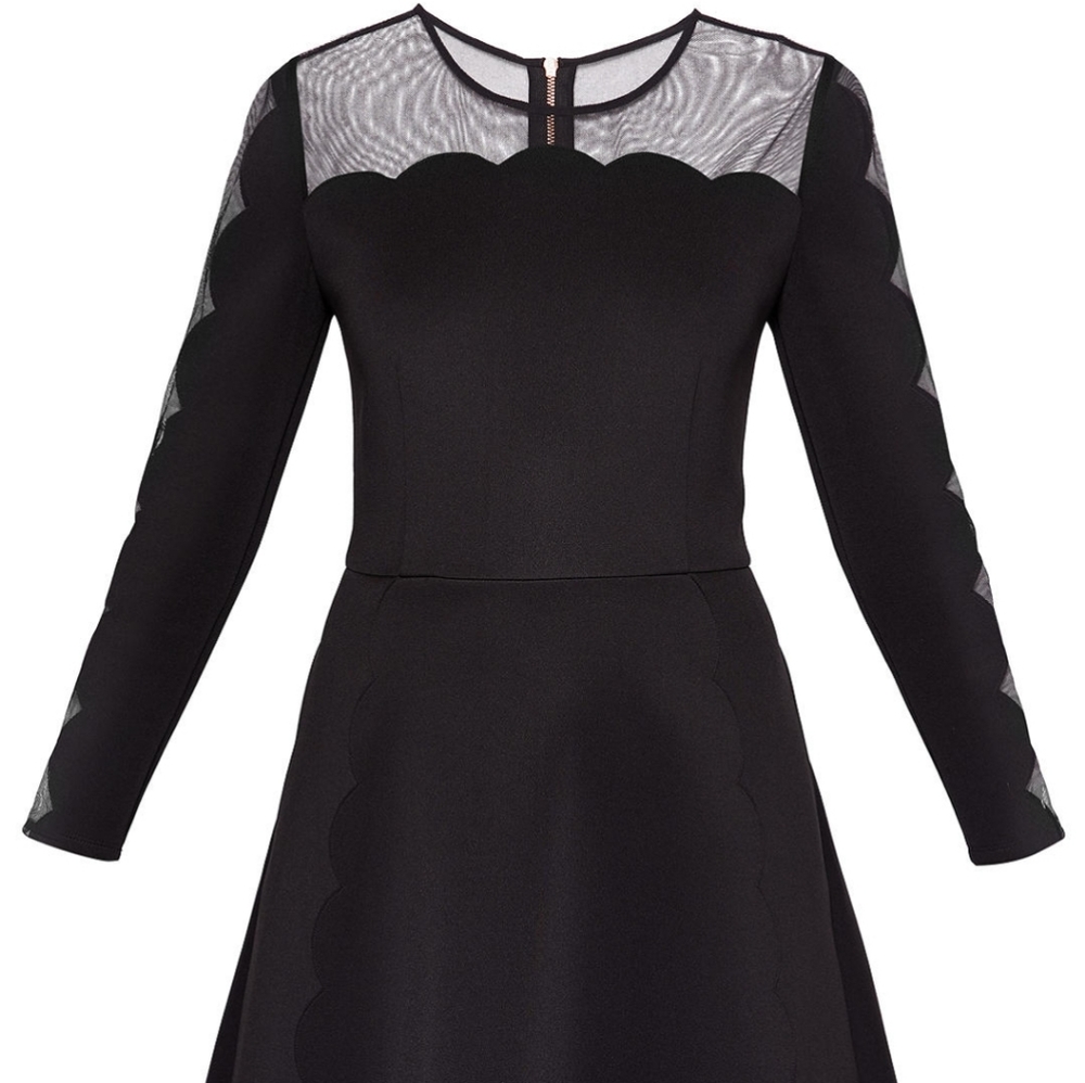 🍒NWOT🍒 TED BAKER SCALLOPED EDGES SKATER DRESS - Picture 5 of 6